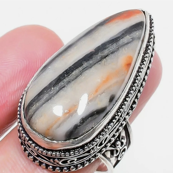 New Amazing Picasso Jasper 925 Silver Ring. - Picture 5 of 14